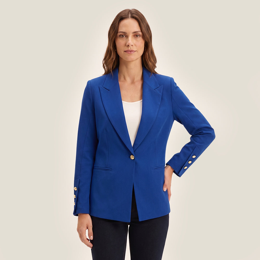 Blazer con Botones en Manga Azul
